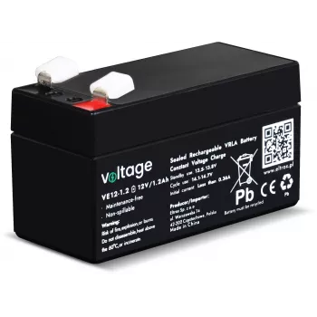 AGM akkumulátor VOLTAGE 12V 1,2Ah VE12-1.2 (6-9 év élettartam)