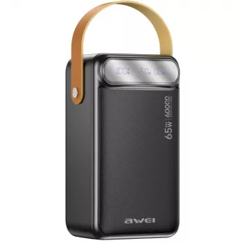AWEI PA-82 Power Bank 60000mAh 65W PD 2xUSB-A/USB-C fekete