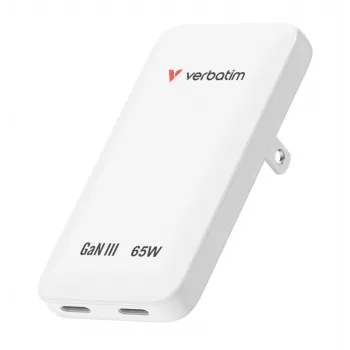 Verbatim Slim GaN töltő 2 port 65W (EU/UK/US) fehér
