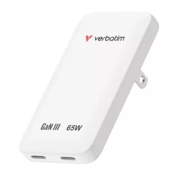 Verbatim Slim GaN töltő 2 port 65W (EU/UK/US) fehér