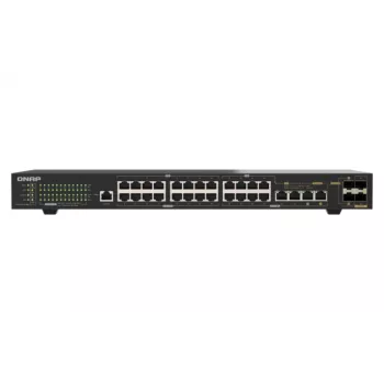 QNAP QSW-M2130P-2C2S26T 26 portos 2.5GbE PoE++ menedzselt Layer 2 rackmount switch 2x 10GbE SFP+ és 2x 10GbE combo porttal, 370W PoE-keret