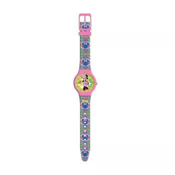PULIO analóg óra bádogdobozban - Disney Minnie Mouse, rózsaszín PU-bőr szíj, kvarcszerkezet, 30 mm-es fémház, fröccsenő víz ellen védett, 6 éves kortól lányoknak
