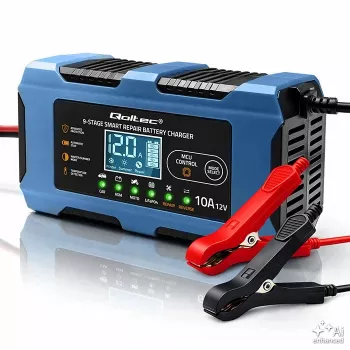 Qoltec 52668 intelligens akkumulátortöltő 12V 10A javítófunkcióval AGM GEL LiFePO4 akkumulátorokhoz