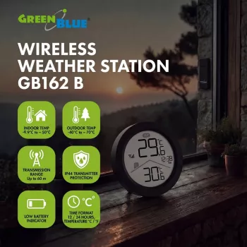 GREENBLUE rádiós időjárás-állomás GB162 B