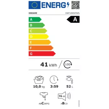 DREAME N5 elöltöltős mosógép 8kg 1400 ford/perc energiaosztály A fehér