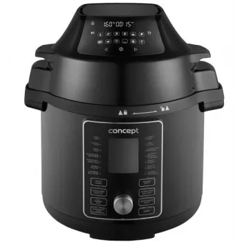 CONCEPT CK8000 többfunkciós főző forrólevegős fritőz funkcióval, 6L edény, 3,5L kosár, 1500W, 10 program, fekete/ezüst