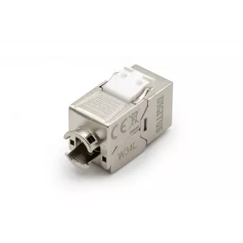 DIGITUS DN-93615-D CAT 6A keystone modul, árnyékolt, szerszám nélküli, 10GBase-T, 500 MHz, cinköntvény, aranyozott érintkezők, T568A/B, PoE++ kompatibilis