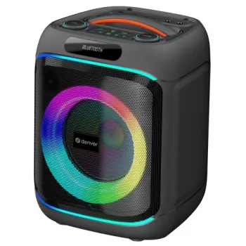 DENVER BPS-170 400W Bluetooth party hangszóró RGB világítással, TWS, karaoke, FM rádió, USB/SD/AUX/mikrofon bemenetekkel