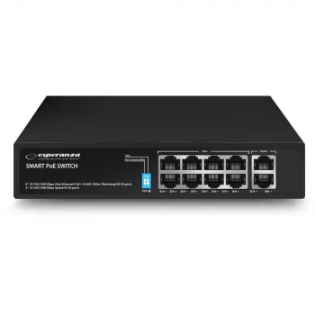 Esperanza 10 portos PoE+ switch 10/100/1000 120W MATRIX ENS108