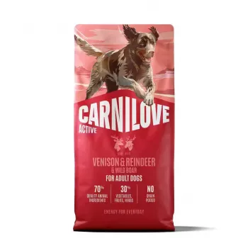 CARNILOVE ACTIVE száraz kutyatáp vaddal, rénszarvassal és vaddisznóval aktív felnőtt kutyáknak minden fajtához 12 kg