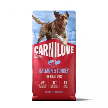 CARNILOVE ACTIVE száraz kutyatáp lazaccal és pulykával felnőtt kutyáknak, minden fajtának 12 kg