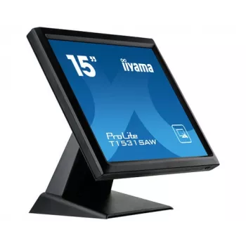 Iiyama ProLite T1531SAW-B5 15 inch XGA rezisztív érintős LED-monitor, 4:3, DVI-D/VGA, USB, hangszóró, IP54 előlap, VESA, fekete