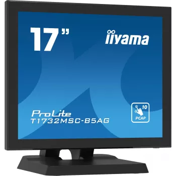 Iiyama ProLite T1732MSC-B5AG 17 inch érintőképernyős LED-monitor - 5:4 SXGA, projektív kapacitív, 10 pontos multitouch, HDMI/DisplayPort/VGA, USB, hangszóró, fekete