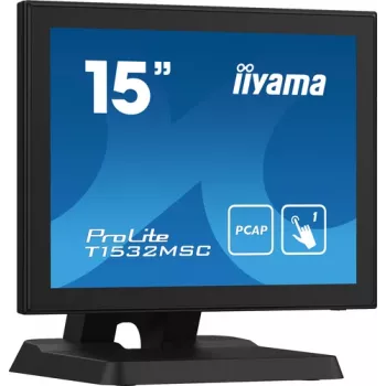 Iiyama ProLite T1532MSC-B5X 15 inch projektív kapacitív érintős LED-monitor - 1024x768 XGA, 10 pontos, HDMI, DVI, VGA, USB, IP54 előlap, 7H, hangszóró