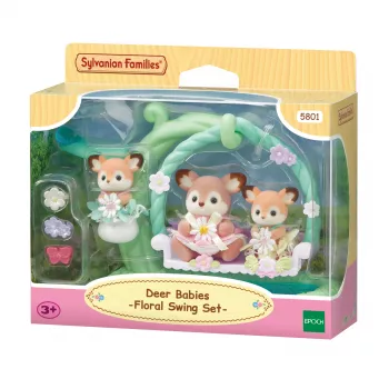 Sylvanian Families őzgida babák virágos hintával játékkészlet