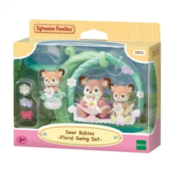 Sylvanian Families őzgida babák virágos hintával játékkészlet