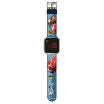 PULIO gyerek digitális óra LED kijelzővel - Disney Pixar Cars minta, piros/fekete