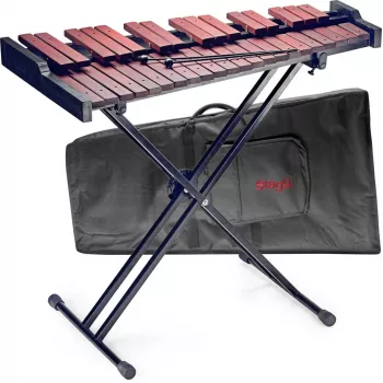 Stagg XYLO-SET-37 37 hangos xilofon állvánnyal, táskával és verőkkel – F5-F8, Fibrasynth hanglapok, alumínium rezonátorok