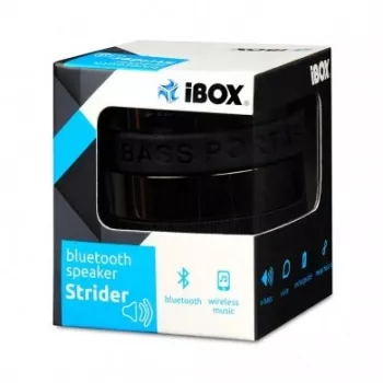 IBOX STRIDER hangszóró Bluetooth hordozható vezeték nélküli hangszóró FM-rádióval, kihangosítóval, 5W RMS, 3,5mm AUX, USB, MicroSD, fekete