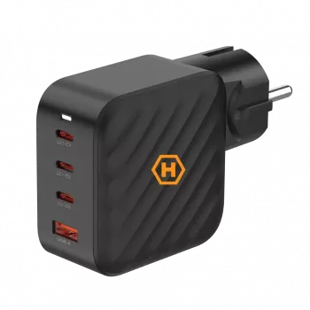 HAMMER RapidCharge 100W GaN tápegység, 2x USB-C PD 100W + 1x USB-A QC 30W, fekete