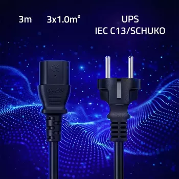 QOLTEC 54627 Schuko - IEC C13 tápkábel 3m 3x1mm² fekete