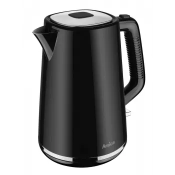 AMICA vízforraló 1,7 L KF304 - 2200 W rozsdamentes acél vezeték nélküli elektromos vízforraló, ezüst/fekete
