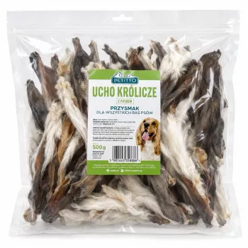 PETITTO nyúlfülek szőrrel kutyacsemege, 500 g