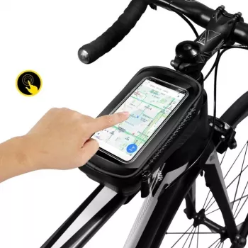 WILDMAN Bike Holder Case M E2 1L fekete - okostelefon kormánytáska, fröccsenővíz-álló, érintőképernyő-kompatibilis, 1L tárolóhely