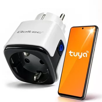 QOLTEC okos WiFi konnektor 16A energiamonitoringgal és időzítővel