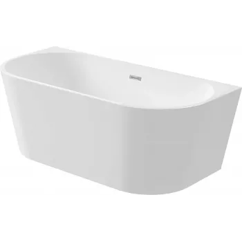 DEANTE KDS_015W falra szerelhető vagy szabadon álló akril kád 150 cm, ovális, fehér, 220 l űrtartalom, beépített túlfolyó, click-clack lefolyóval