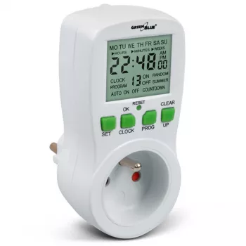 GreenBlue GB107 digitális programozható időzítőkapcsoló 16 program 230V 16A Schuko
