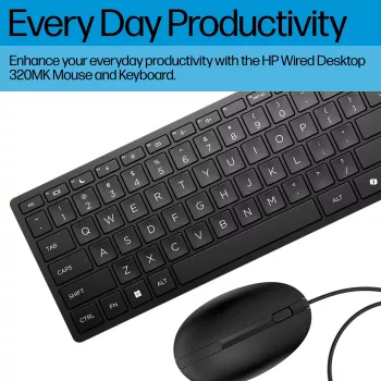 HP Wired Desktop 320MK egér- és billentyűzet-kombináció - fekete