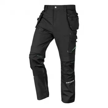 NEO TOOLS Mix&Match 4 irányban rugalmas munkavédelmi nadrág Cordura megerősítéssel és tokos zsebekkel, fekete, XXXL méret