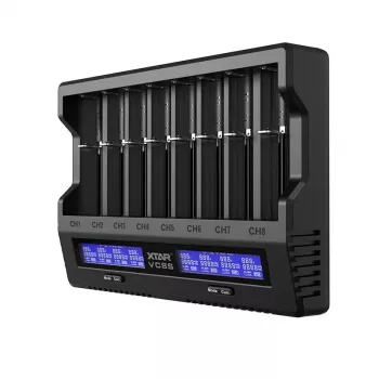 XTAR VC8S USB-C SET akkumulátortöltő, 3,7V/1,2V