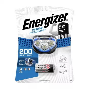 Energizer 326243 LED fejlámpa, 200 lumen, IPX4 fröccsenésálló, 3 AAA elem mellékelve, fekete
