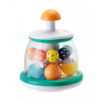 B-KIDS Rollabout Ball Top Infantino – pörgettyű játék menta színben csörgő golyókkal 6 hónapos kortól