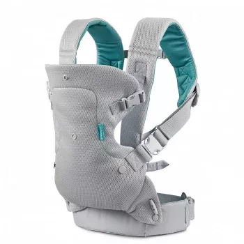 B-KIDS Infantino 4-in-1 átalakítható babahordozó, szürke, 3,6–14,5 kg, JPMA-tanúsított, levehető Wonder Cover™ előkével
