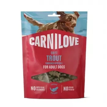 CARNILOVE puha kutyajutalom pisztrángos és kaporos 200 g – gabonamentes képző jutalomfalat minden fajtának