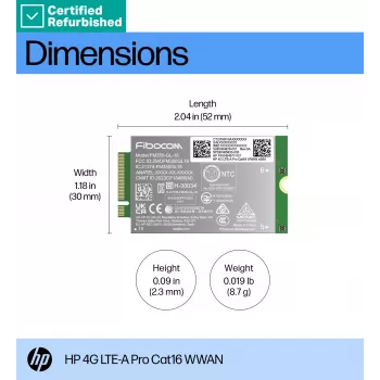 RENEW GOLD HP 4G LTE modem m.2 WWAN Cat 16 L860-GL-16 mobil szélessávú mobil (kompatibilis WWAN-képes EliteBook 630 640 645 660 830 840 860 1040 G11, x360 G11, ProBook 440 460 465 G11, ZBook Firefly Fury Power 14 16 G11 G11A készülékekkel)