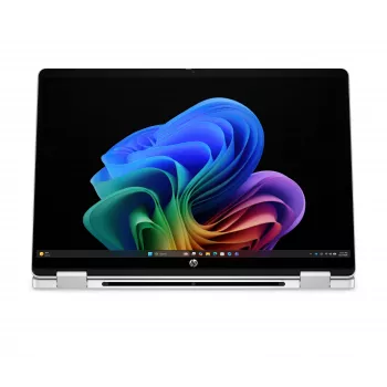 HP OmniBook 5 Flip NG AI 14-km0001nnx - Ultra 7 355, 32GB LPDDR5X 7467 on-board, 512GB, érintő/14,0 2K (1920x1200) OLED, Glacier Silver DF+ AI-logó - 5MP IR TNR, 65W AC-adapter nélkül, Win 11 Home, 1 év