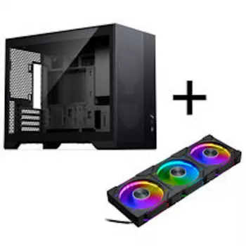 PHANTEKS XT M3 PC-ház, mini ház + D30 PWM Regular Airflow D-RGB ventilátor, 3 darabos csomag, fekete