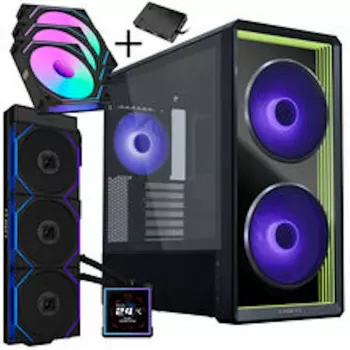 Lian Li LANCOOL 217 INF PC ház csomag + HydroShift II LCD-S 360TL AIO + 3x UNI FAN SL-INF 120 Reverse Blade ventilátor - fekete