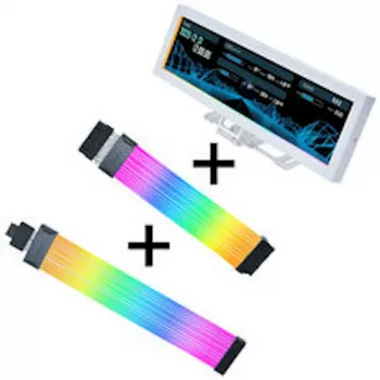Lian Li Visual Upgrade Kit Strimer Wireless 24-pin RGB alaplapkábel, vezérlő + 12V-2x6 GPU-kábel Wide & 8.8 Universal Screen - fehér
