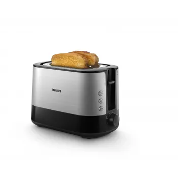 Philips Viva Collection kenyérpirító HD2637/90 extra széles 2 réses kenyérpirító zsemlemelegítővel fekete/sérült csomagolás