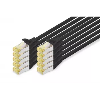 DIGITUS patch kábel - CAT6a - S/FTP - Snagless - Cu - 0,5 m - fekete - 10 darabos csomag
