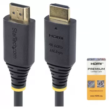 StarTech.com 1,5 m (4,9 ft) Premium Certified High Speed HDMI-kábel, 4K60Hz, fekete