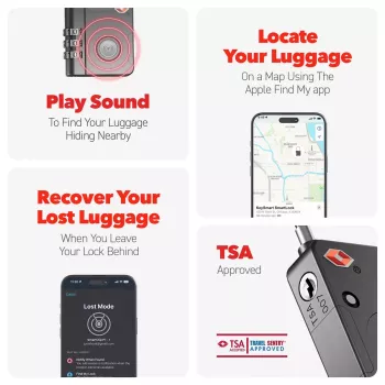 KEYSMART SmartLock TSA által jóváhagyott Find My zár fekete