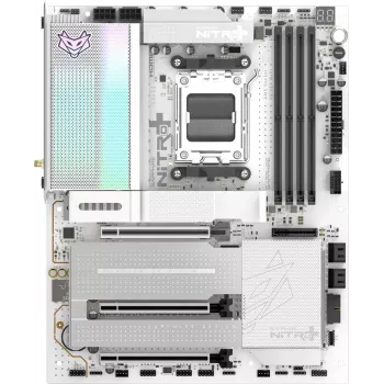 SAPPHIRE NITRO+ X870EA PHANTOMLINK P.E alaplap, AMD X870E, AM5 foglalat, DDR5, Wi-Fi 7, fehér/fekete
