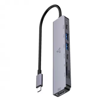 SBOX H-999 7 az 1-ben USB-C hub Space Gray