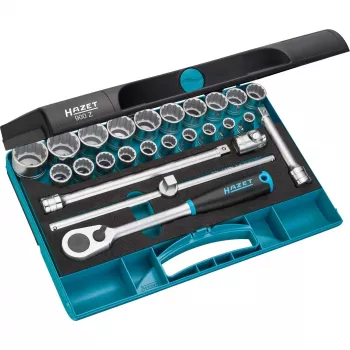HAZET 900Z dugókulcskészlet - 1/2 inch hajtás - 25 darabos - metrikus/inch - króm-vanádium acél